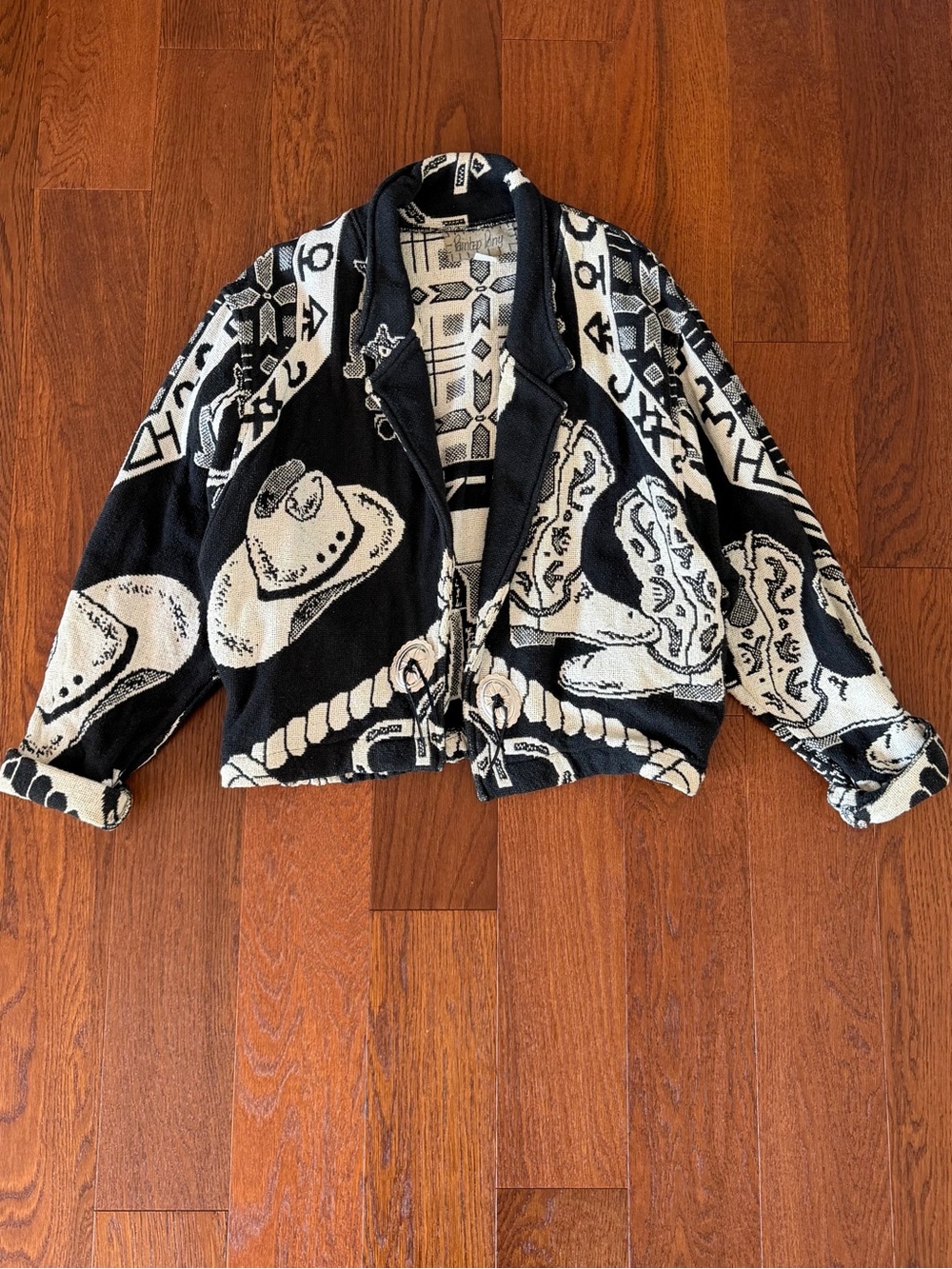 Vintage Painted Pony Western Theme Tapestry Jacket Rodeo Tapestry Coat